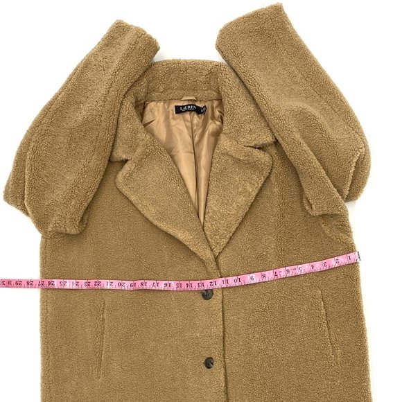 RALPH LAUREN CAMEL COLORED FAUX SHEARLING COAT-SIZE XXL - Picture 3 of 6